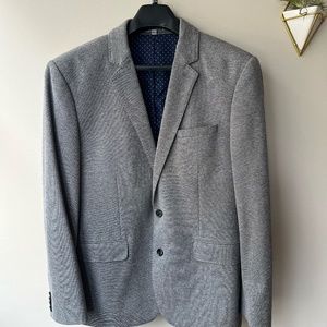 Men's Express Slim Fit Photographer Light Grey Blazer Jacket Wool Blend Size 44R